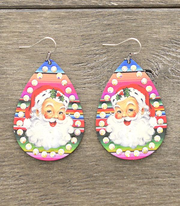 <font color=GREEN>HOLIDAYS</font> :: Wholesale Vintage Santa Serape Tear Drop Earrings