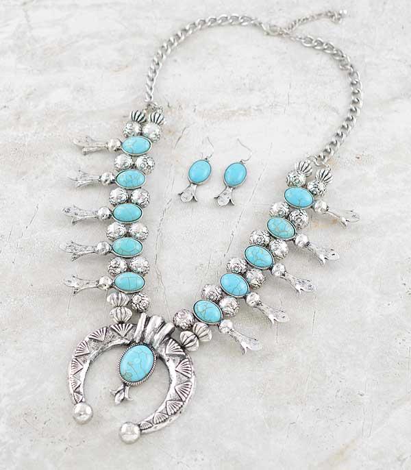 NECKLACES :: WESTERN SQUASH BLOSSOM NECKLACES :: Wholesale Turquoise Squash Blossom Necklace Set