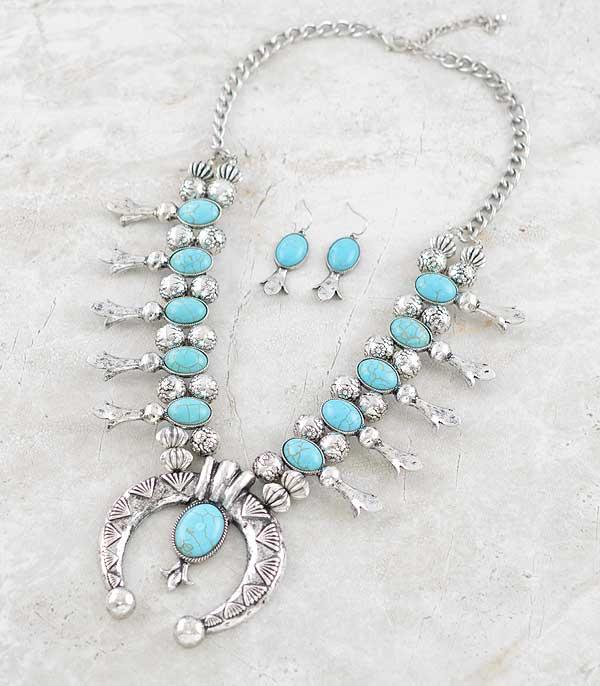 New Arrival :: Wholesale Turquoise Squash Blossom Necklace Set