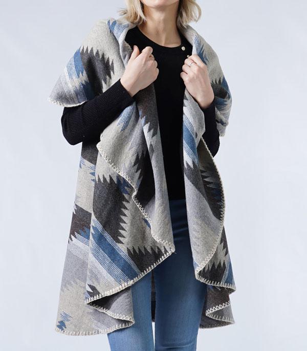 KIMONO I SCARVES :: VEST/ CARDIGAN :: Wholesale Womens Aztec Pattern Flowy Vest