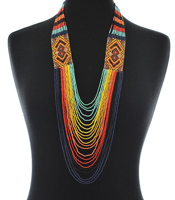 New Arrival :: Wholesale Western Seed Bead Layered Necklace