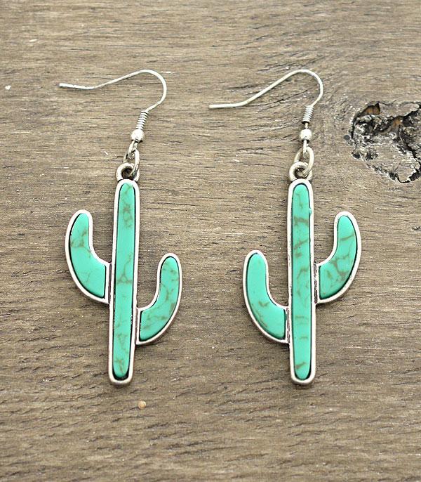 New Arrival :: Wholesale Turquoise Cactus Earrings