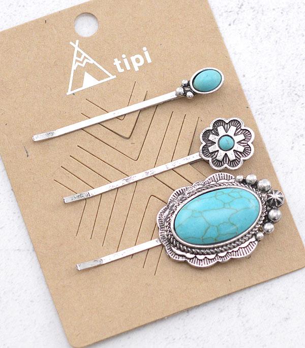 HATS I HAIR ACC :: HAIR ACCESSORIES :: Wholesale Turquoise Bobby Pin Set