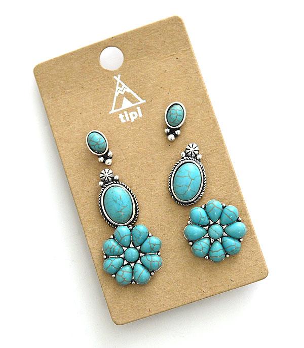 New Arrival :: Wholesale Turquoise Stud Set Earrings