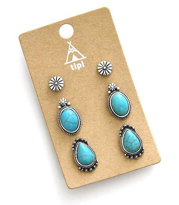 New Arrival :: Wholesale Turquoise Stud Set Earrings