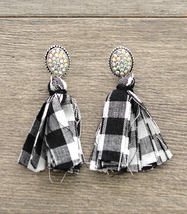 <font color=black>SALE ITEMS</font> :: JEWELRY :: Earrings :: Wholesale Buffalo Plaid Tassel Earrings