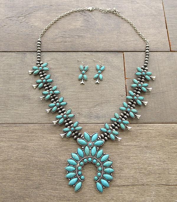 New Arrival :: Wholesale Turquoise Squash Blossom Necklace Set