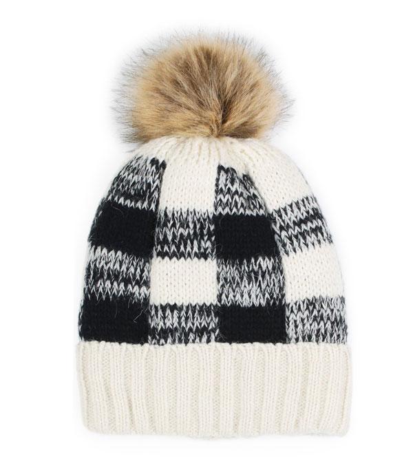 New Arrival :: Wholesale Buffalo Plaid Fur Lining Beanie