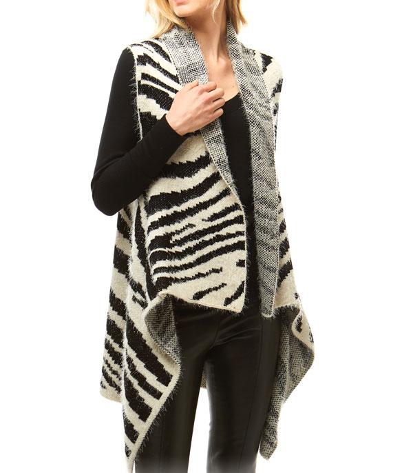 KIMONO I SCARVES :: VEST/ CARDIGAN :: Wholesale Soft Fuzzy Animal Print Vest