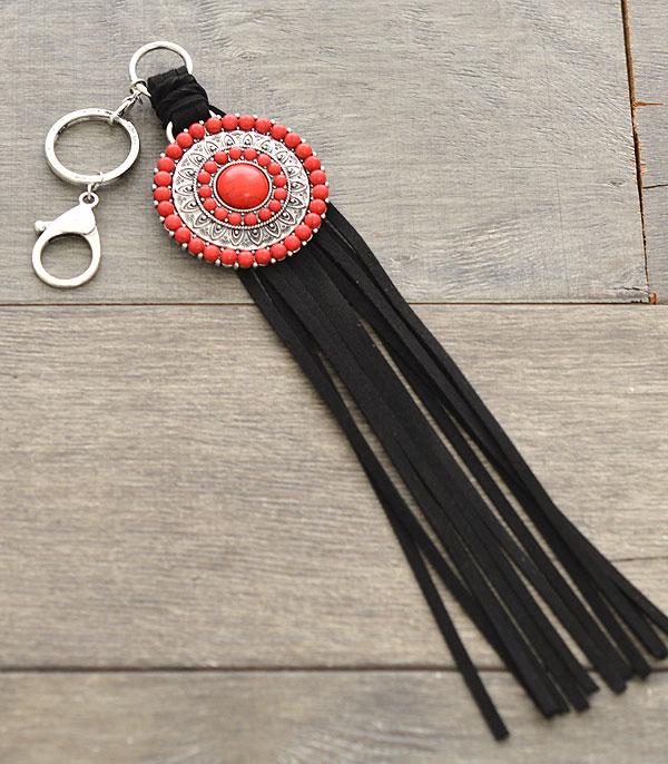 <font color=black>SALE ITEMS</font> :: MISCELLANEOUS :: Wholesale Western Turquoise Concho Fringe Keychain