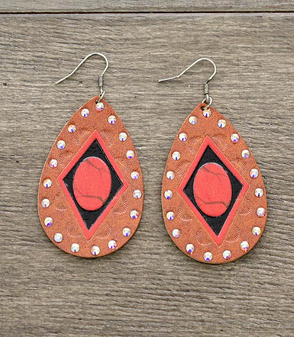 <font color=black>SALE ITEMS</font> :: JEWELRY :: Earrings :: Wholesale Western Leather Teardrop Earrings