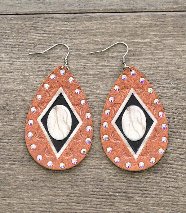 <font color=black>SALE ITEMS</font> :: JEWELRY :: Earrings :: Wholesale Western Leather Teardrop Earrings