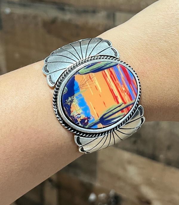 BRACELETS :: STRETCH :: Wholesale Western Sunset Cactus Bracelet
