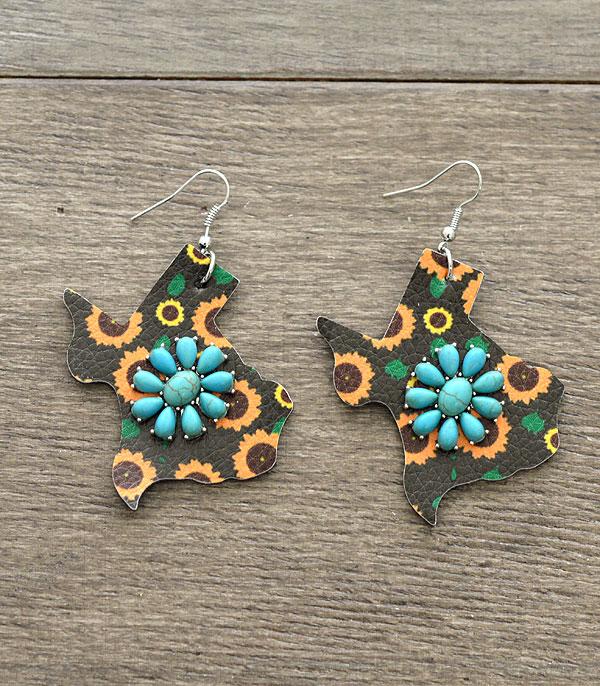 <font color=black>SALE ITEMS</font> :: JEWELRY :: Earrings :: Wholesale Texas Leather Turquoise Earrings