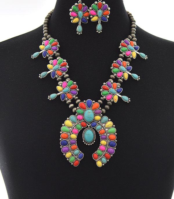 <font color=black>SALE ITEMS</font> :: JEWELRY :: Necklaces :: Wholesale Turquoise Squash Blossom Necklace Set