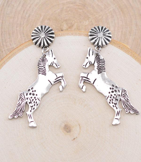 EARRINGS :: WESTERN POST EARRINGS :: Wholesale Horse Silver Plated Earrings