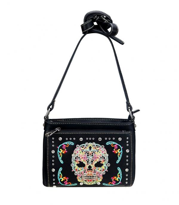 New Arrival :: Wholesale Sugar Skull Embroidered Crossbody Bag