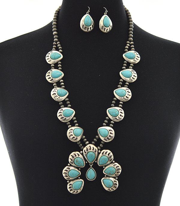 New Arrival :: Wholesale Squash Blossom Stone Necklace Set
