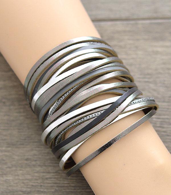 <font color=black>SALE ITEMS</font> :: JEWELRY :: Bracelets :: Wholesale Multi Strand Leather Magnetic Bracelet