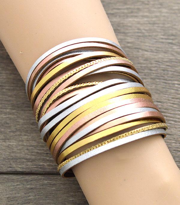 <font color=black>SALE ITEMS</font> :: JEWELRY :: Bracelets :: Wholesale Multi Strand Leather Magnetic Bracelet