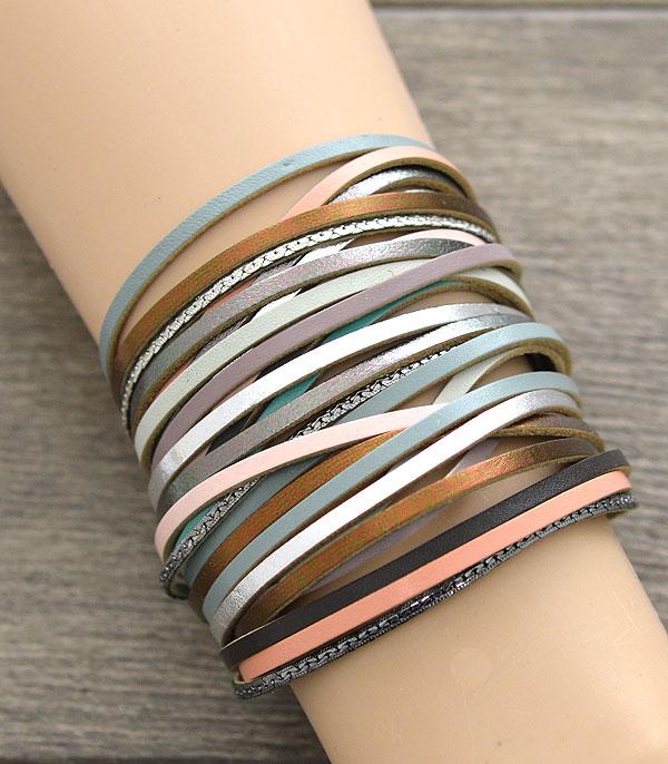 <font color=black>SALE ITEMS</font> :: JEWELRY :: Bracelets :: Wholesale Multi Strand Leather Magnetic Bracelet