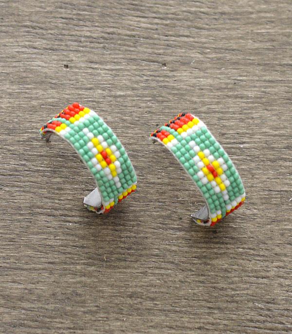 New Arrival :: Wholesale Aztec Seed Bead Hoop Earrings