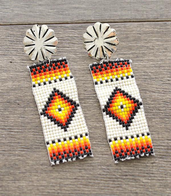 EARRINGS :: WESTERN POST EARRINGS :: Wholesale Seed Beaded Navajo Western Earrings