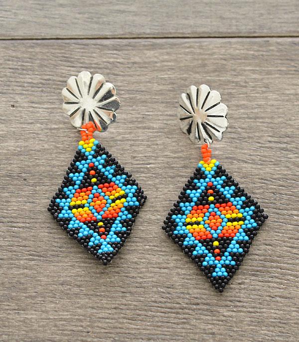 New Arrival :: Wholesale Seed Beaded Navajo Western Earrings