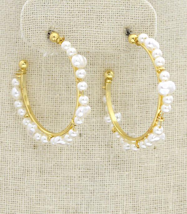 <font color=black>SALE ITEMS</font> :: JEWELRY :: Earrings :: Wholesale Freshwater Pearl Hoop Earrings