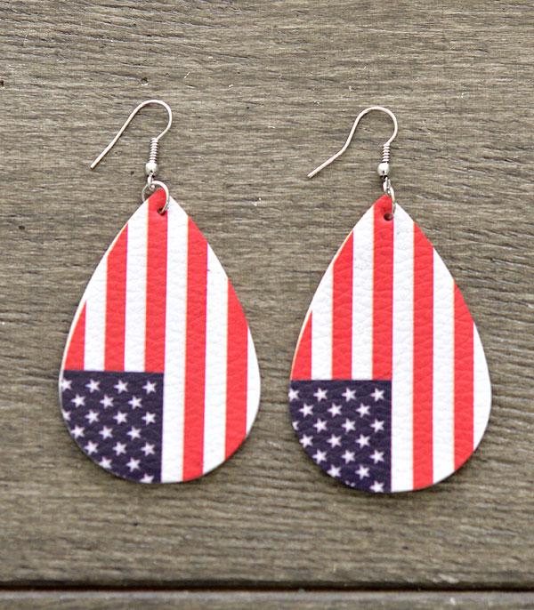 New Arrival :: Wholesale American Flag Teardrop Earrings