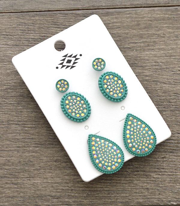 <font color=black>SALE ITEMS</font> :: JEWELRY :: Earrings :: Wholesale 3PC Set Rhinestone Earrings