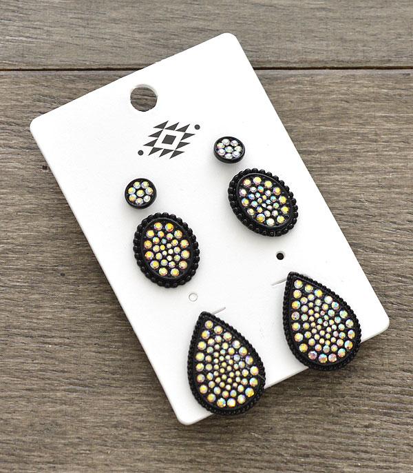 <font color=black>SALE ITEMS</font> :: JEWELRY :: Earrings :: Wholesale 3PC Set Rhinestone Earrings