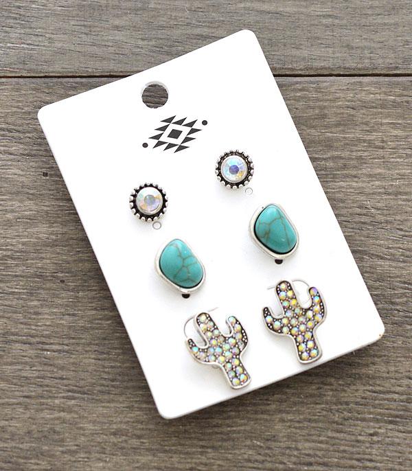 New Arrival :: Wholesale 3PC Set Cactus Earrings