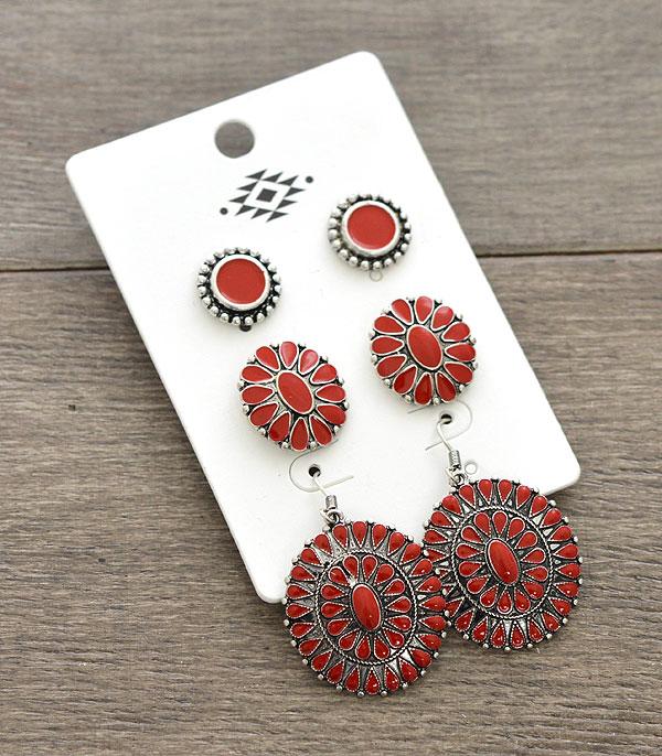 New Arrival :: Wholesale 3PC Set Turquoise Western Earrings