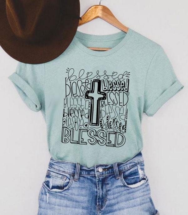 GRAPHIC TEES :: GRAPHIC TEES :: Wholesale Blessed Cross Printed Tshirt