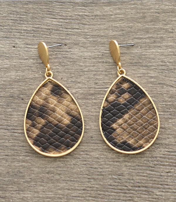 <font color=black>SALE ITEMS</font> :: JEWELRY :: Earrings :: Wholesale Snake Skin Print Teardrop Earrings