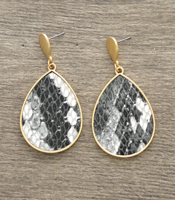 <font color=black>SALE ITEMS</font> :: JEWELRY :: Earrings :: Wholesale Snake Skin Print Teardrop Earrings