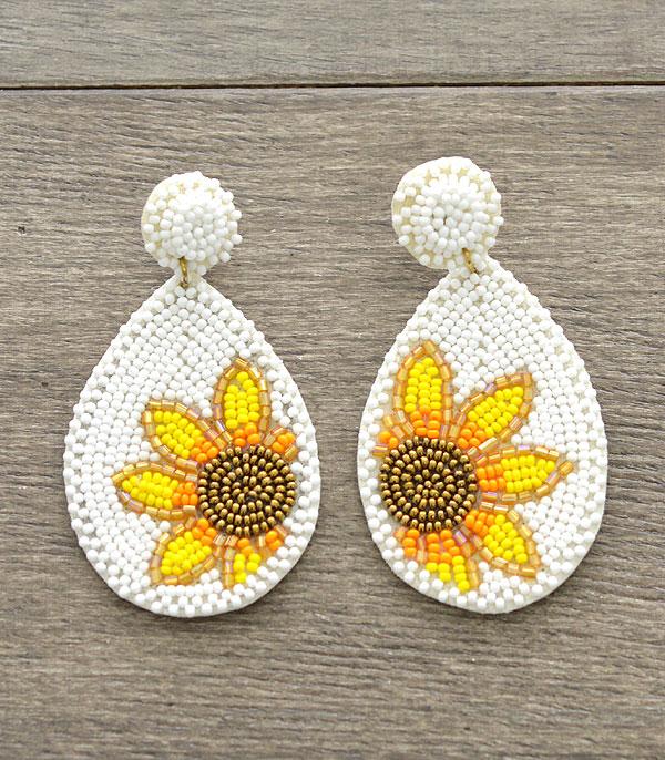 New Arrival :: Wholesale Seed Beaded Sunflower Earrings