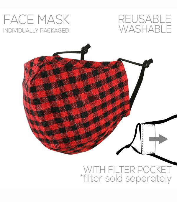 <font color=black>SALE ITEMS</font> :: MISCELLANEOUS :: Wholesale Buffalo Plaid Filter Pocket Face Mask