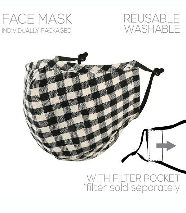 <font color=black>SALE ITEMS</font> :: MISCELLANEOUS :: Wholesale Buffalo Plaid Filter Pocket Face Mask