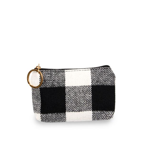 HANDBAGS :: WALLETS | SMALL ACCESSORIES :: Wholesale Buffalo Plaid Coin Card Pouch