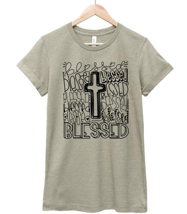 GRAPHIC TEES :: GRAPHIC TEES :: Wholesale Blessed Cross Printed Tshirt