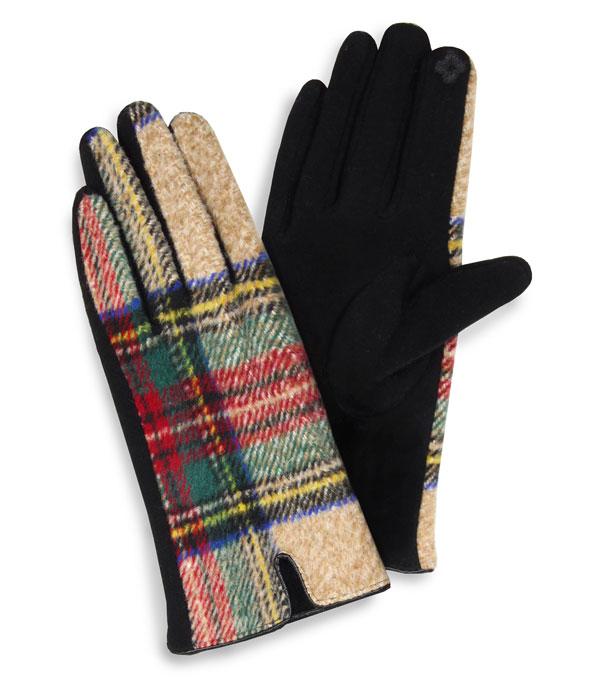 GLOVES I SOCKS :: Wholesale Plaid Touch Phone Winter Glove