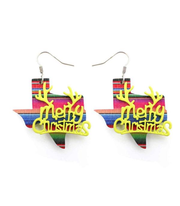 <font color=GREEN>HOLIDAYS</font> :: Wholesale Texas Map Christmas Earrings