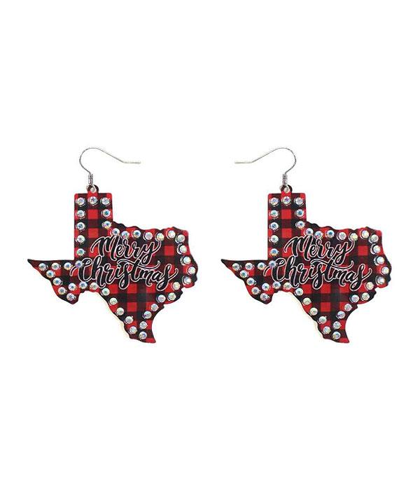 New Arrival :: Wholesale Texas Map Christmas Earrings