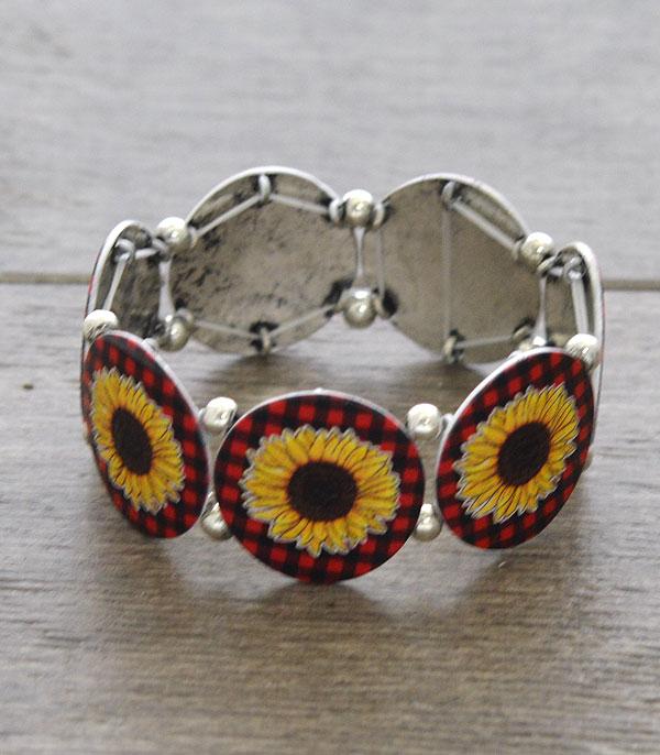 <font color=black>SALE ITEMS</font> :: JEWELRY :: Bracelets :: Wholesale Sunflower Buffalo Plaid Bracelet