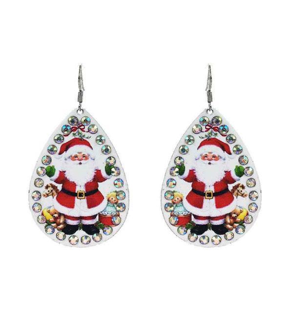 New Arrival :: Wholesale Santa Teardrop Bling Earrings