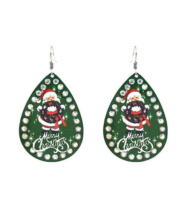 <font color=black>SALE ITEMS</font> :: JEWELRY :: Earrings :: Wholesale Santa Teardrop Bling Earrings