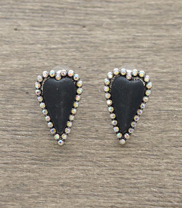 New Arrival :: Wholesale Semi Stone Heart Stud Earrings