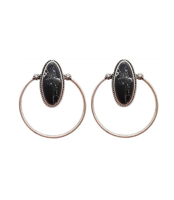 <font color=black>SALE ITEMS</font> :: JEWELRY :: Earrings :: Wholesale Semi Stone Western Hoop Earrings